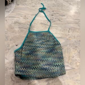 Chevron Halter Top in Blue and Green